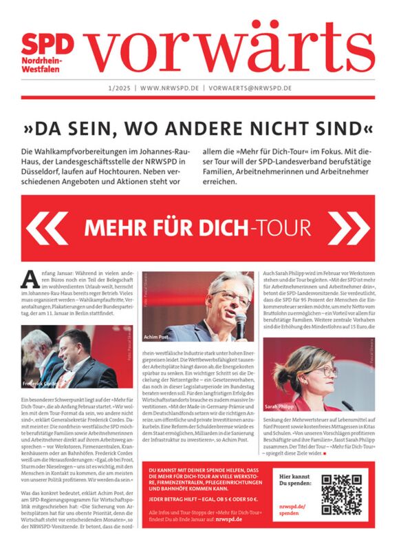 Der „vorwärts“ - Regionalausgabe NRW - digital 1/2025