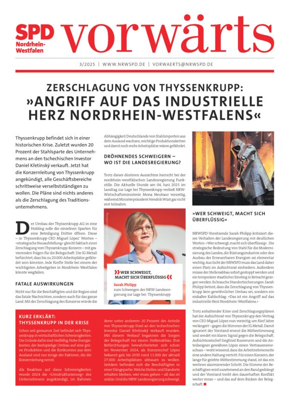 Der „vorwärts“ - Regionalausgabe NRW - digital 3/2025