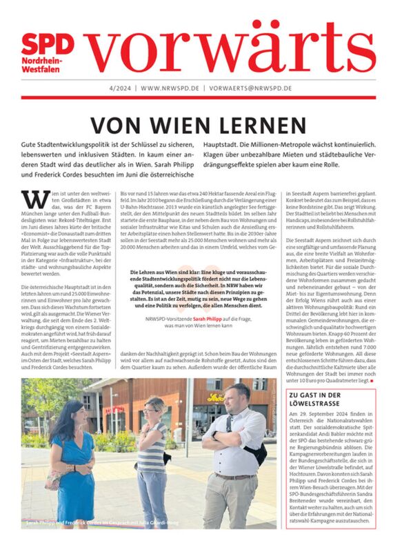 Der „vorwärts“ - Regionalausgabe NRW - digital 4/2024